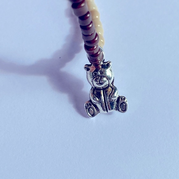 Hand Crafted Bead Bracelet Teddy Bear Charm - Picture 3 of 5